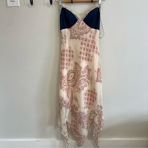 Hot Kiss Y2K Denim and Paisley Print Dress